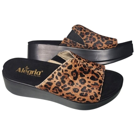 Alegria Trinity NEW Safari Leather Platform Wedge Pony Hair Upper Size 38 - Picture 1 of 8